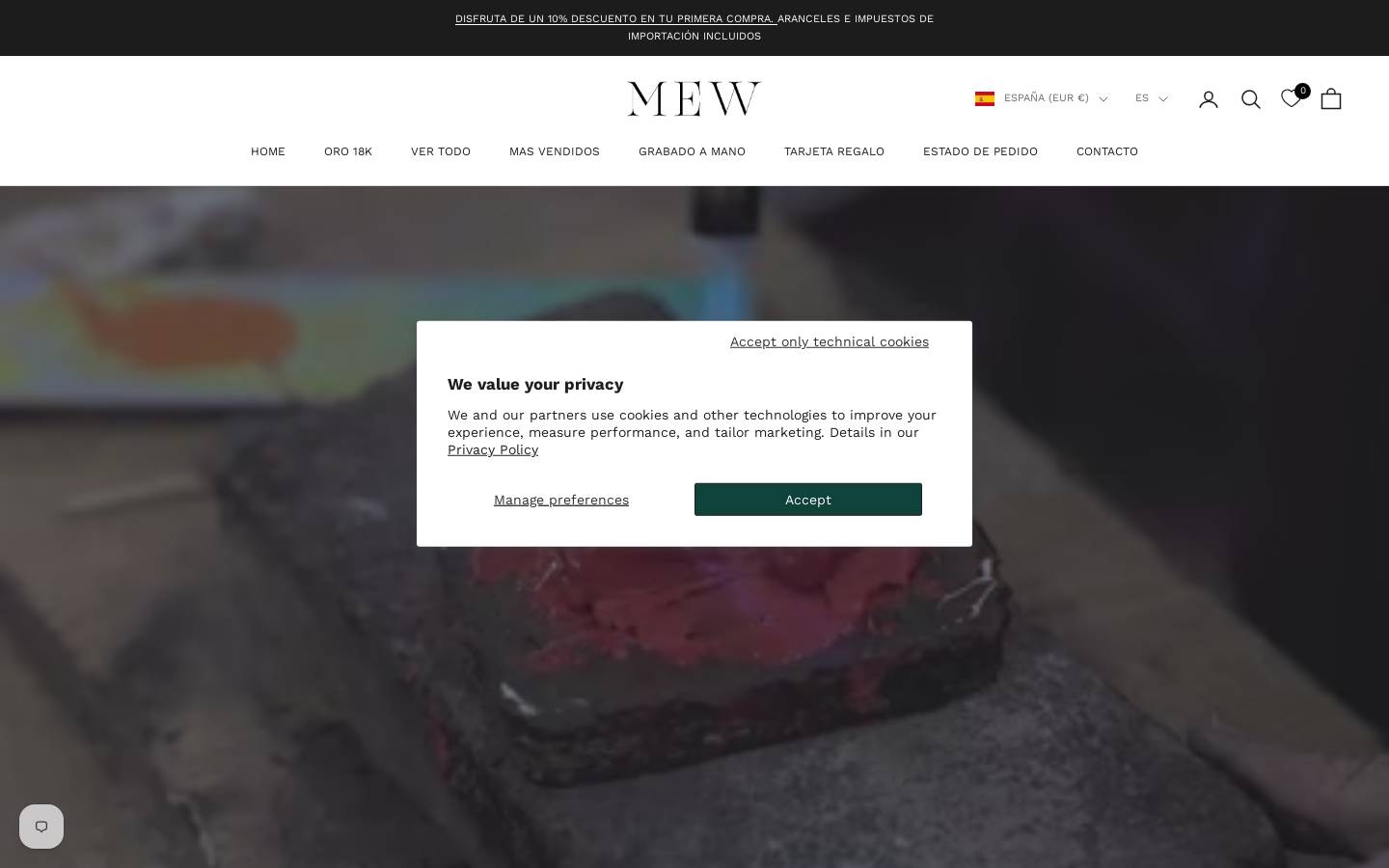 Mew Jewellery homepage screenshot
