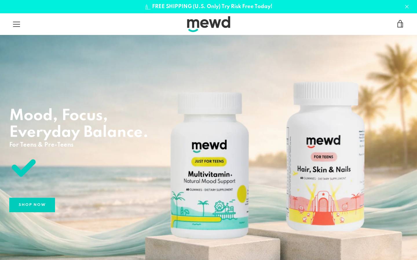 mewdvitamins.com homepage screenshot