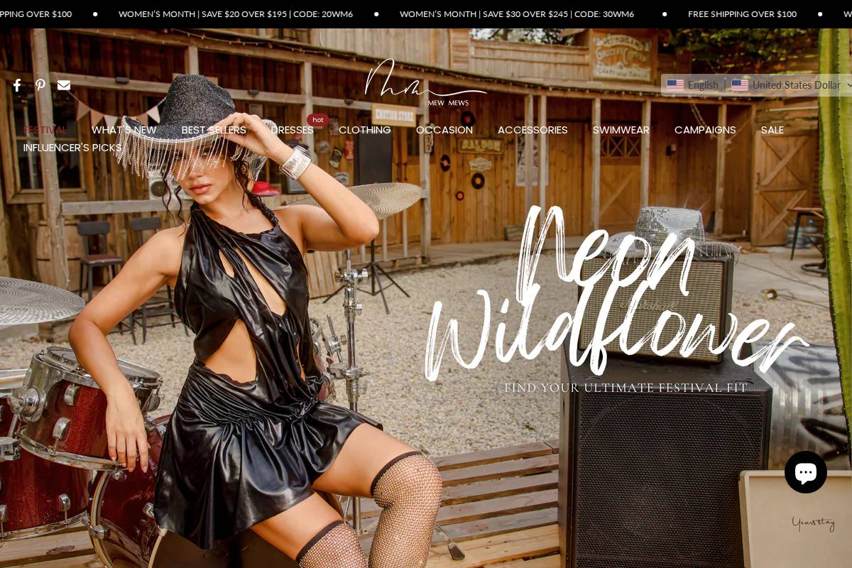 Mew Mews Fashion homepage screenshot