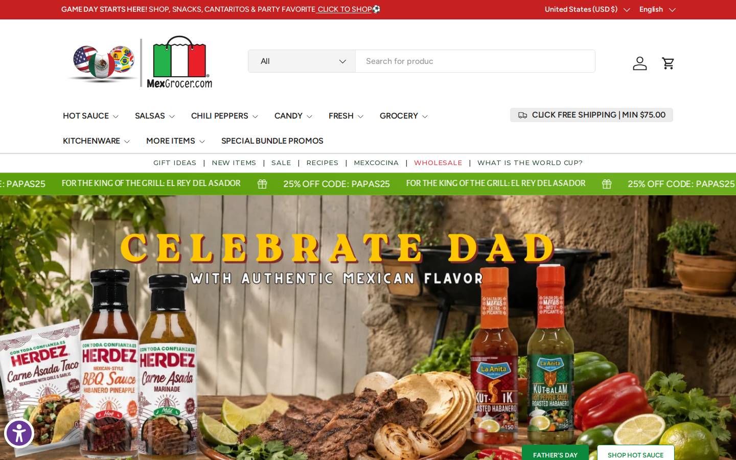 MexGrocer.com homepage screenshot