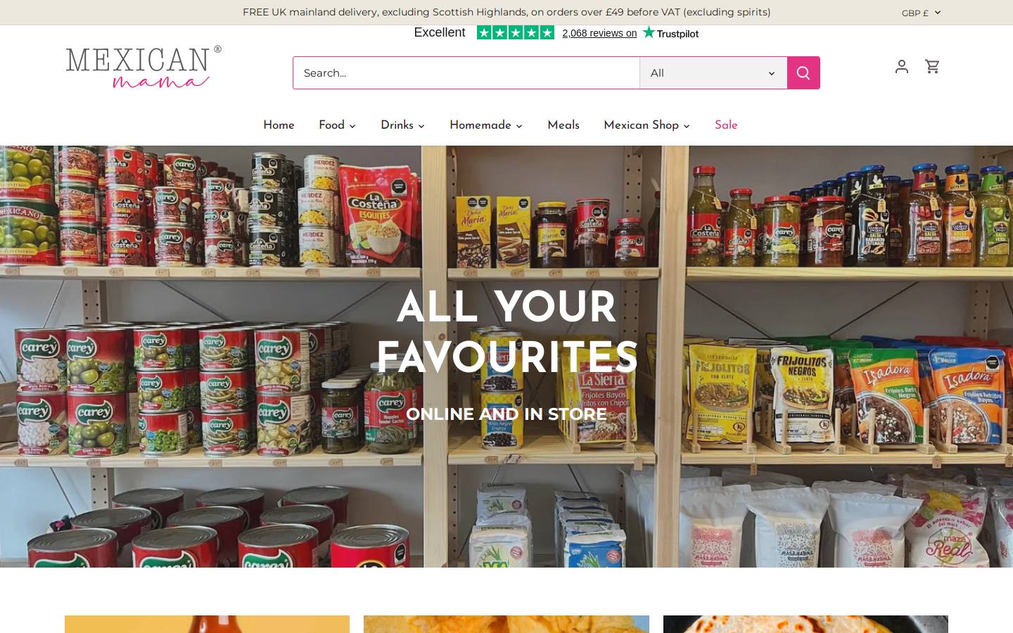 Mexican Mama homepage screenshot