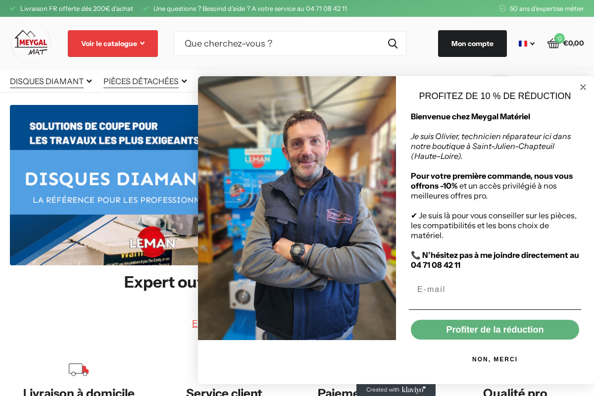 meygal-materiel.fr homepage screenshot