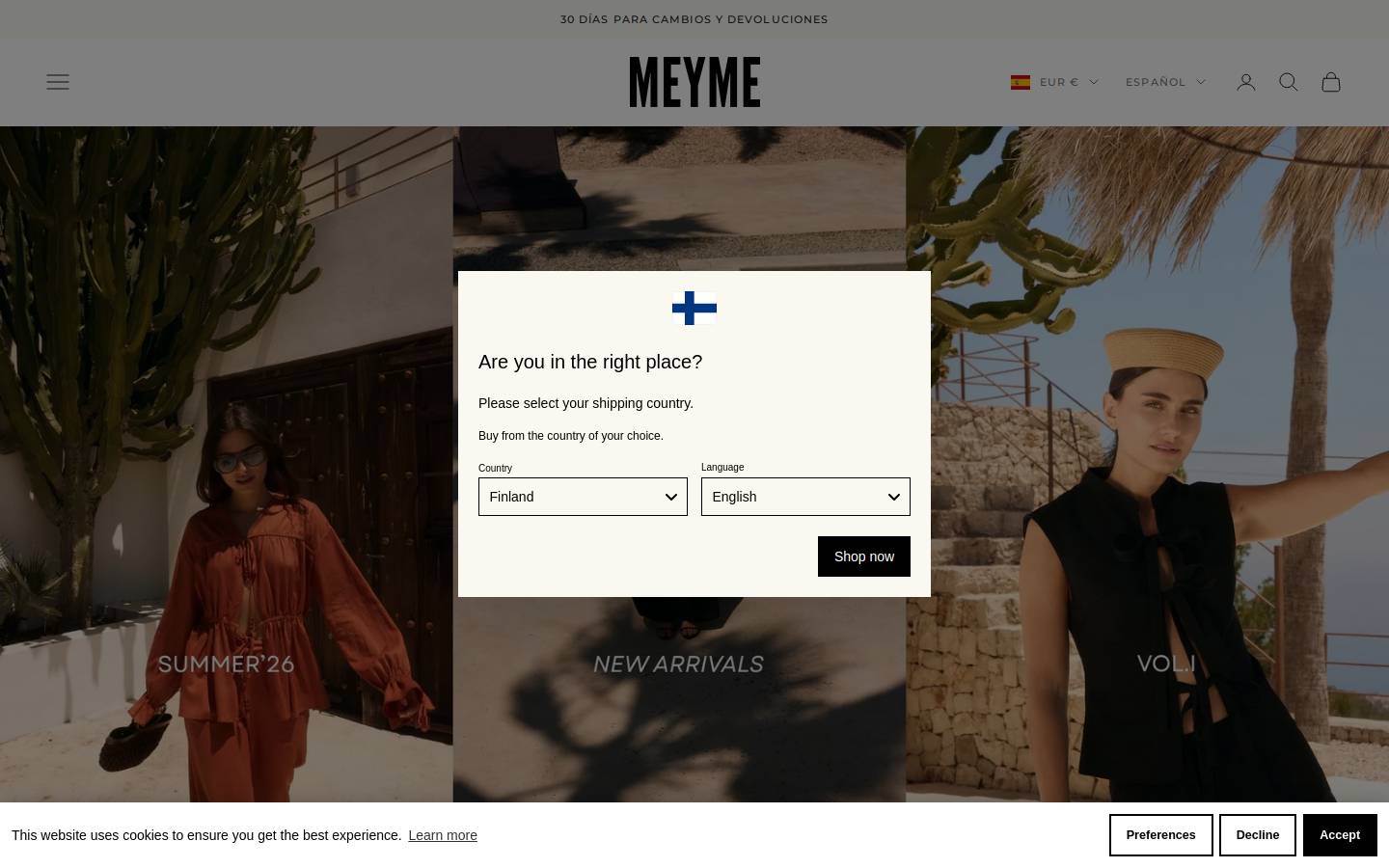 Meymestore homepage screenshot
