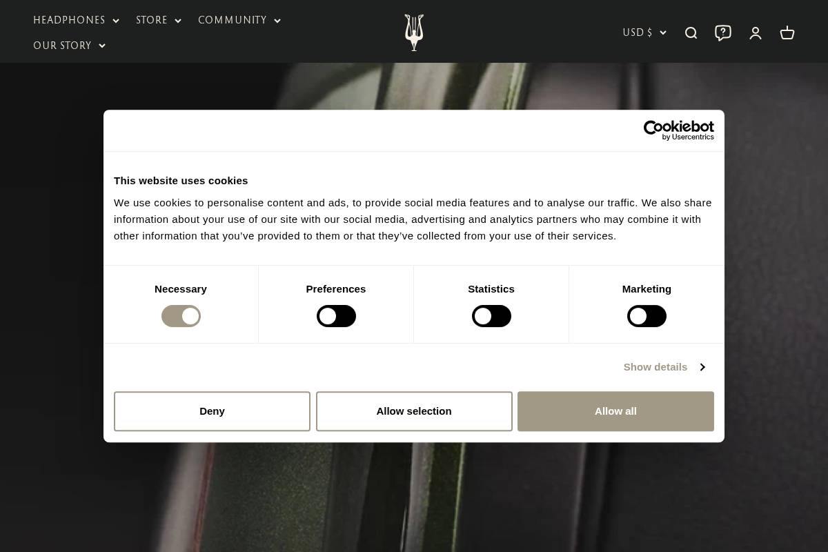 Meze Audio homepage screenshot