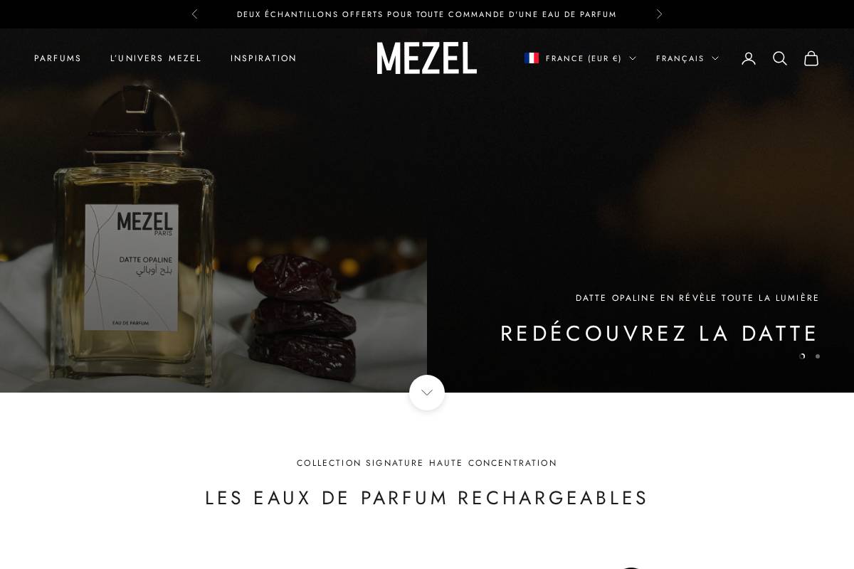 mezelparfums.com homepage screenshot