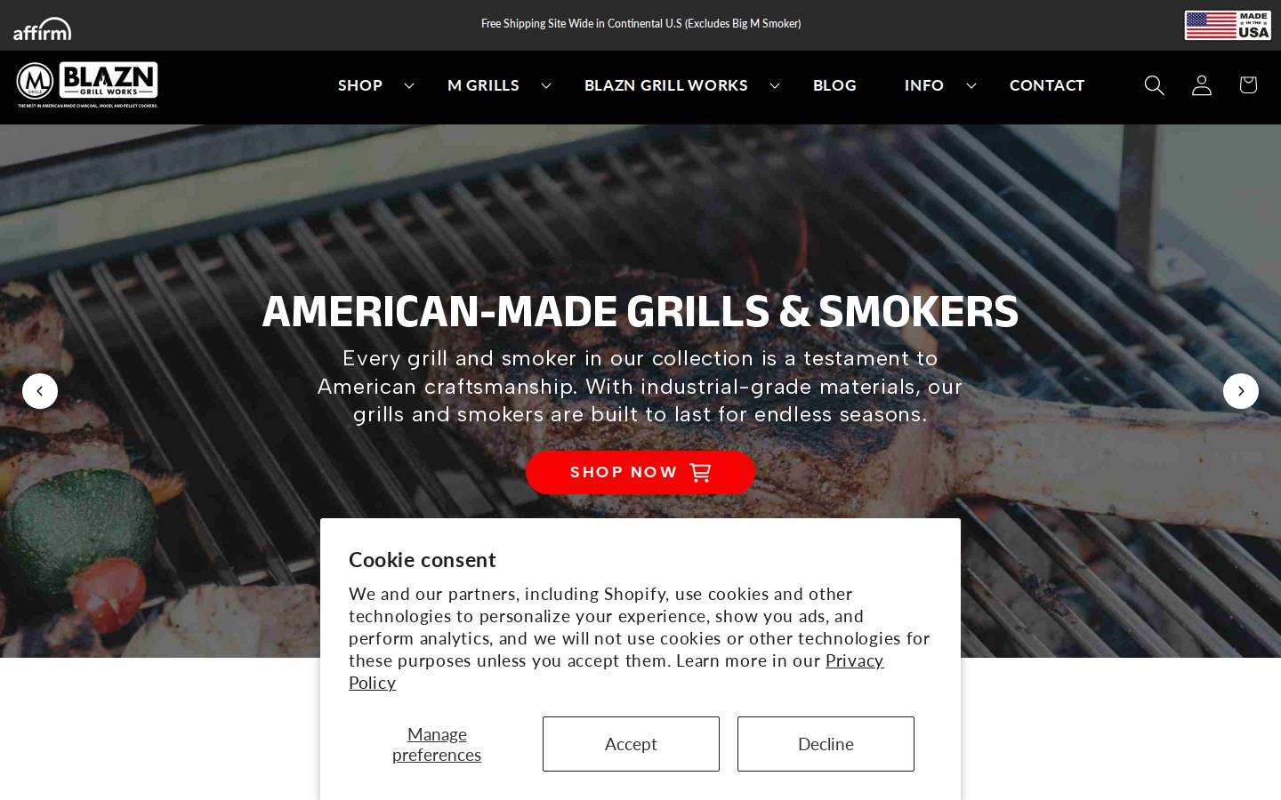 mgrills.com homepage screenshot