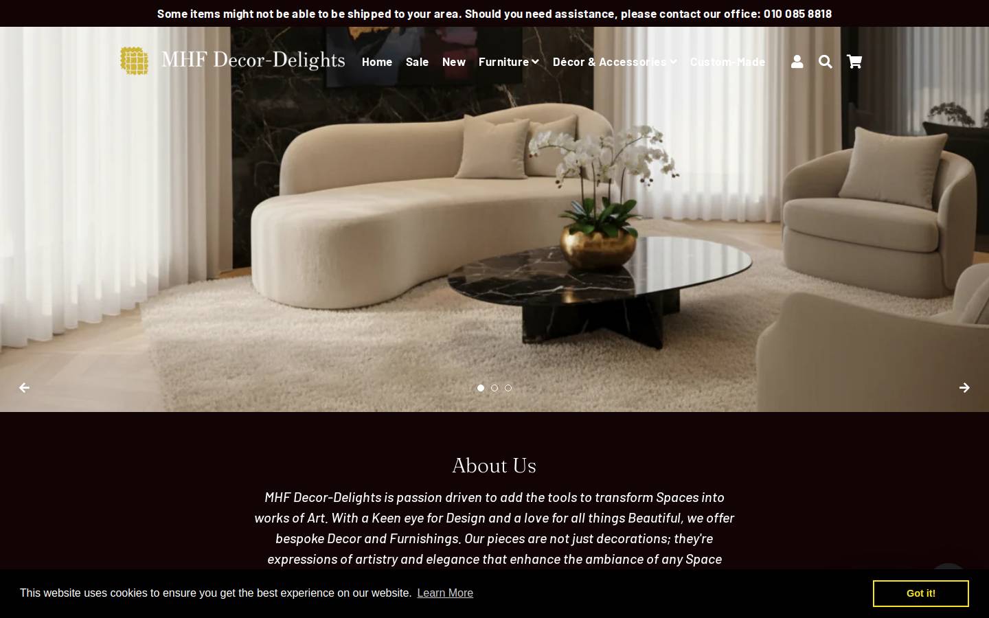 mhfdecor.com homepage screenshot