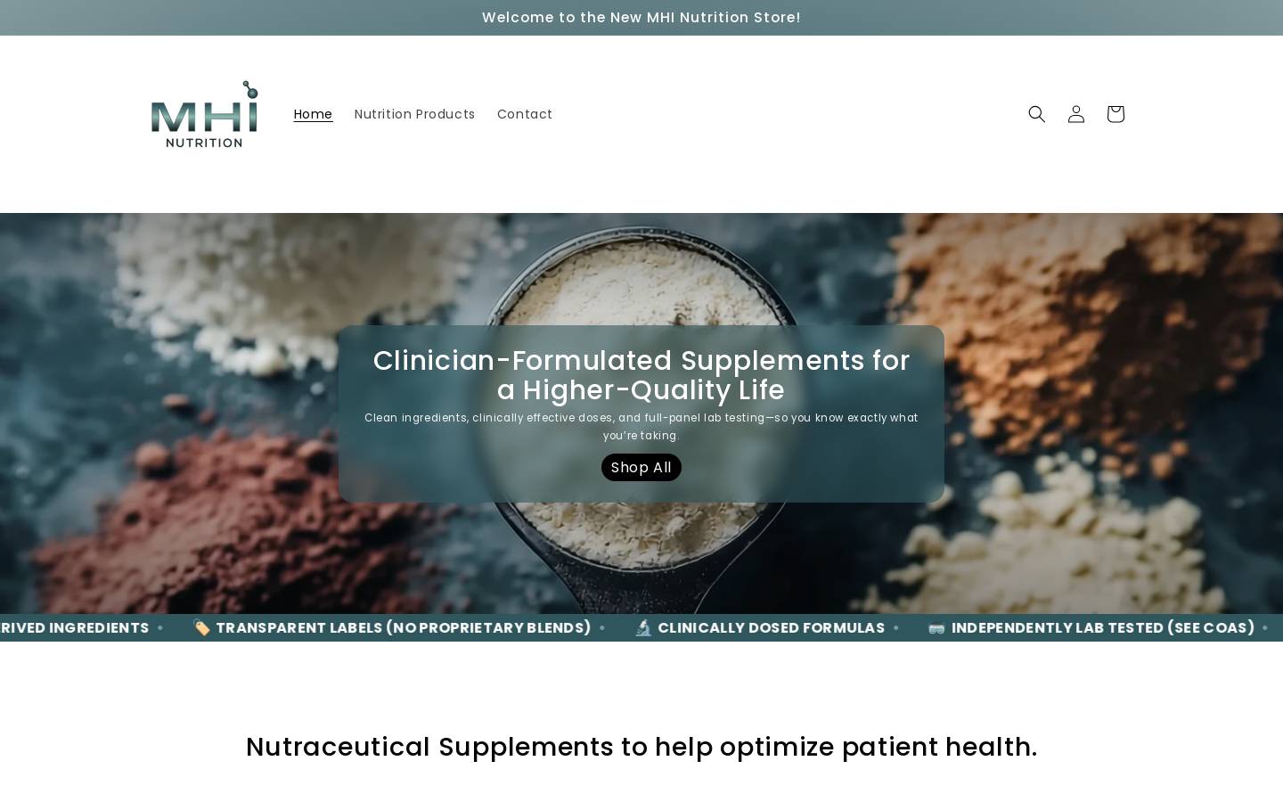 mhinutrition.com homepage screenshot
