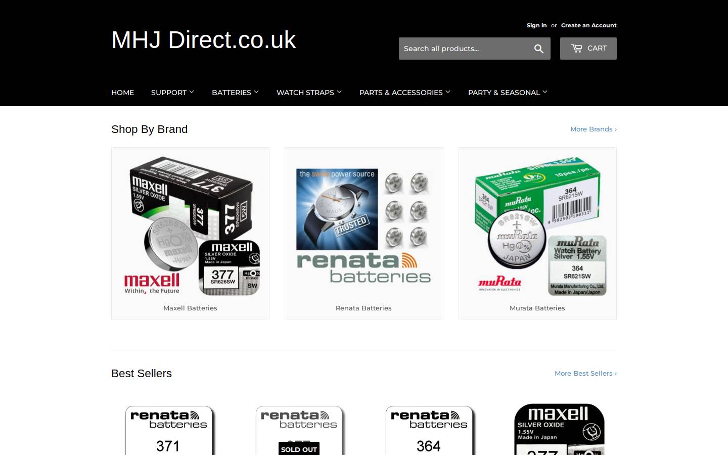 mhjdirect.co.uk homepage screenshot