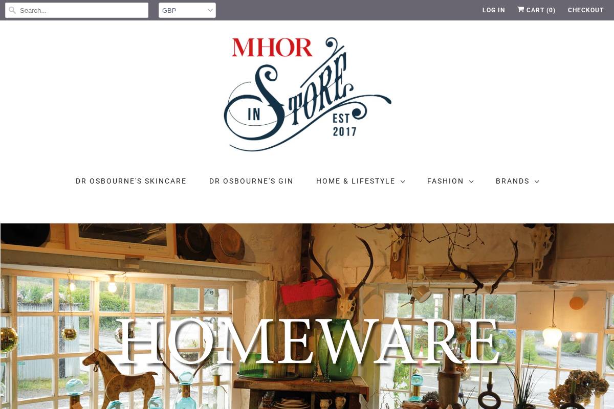 Mhor In Store homepage screenshot