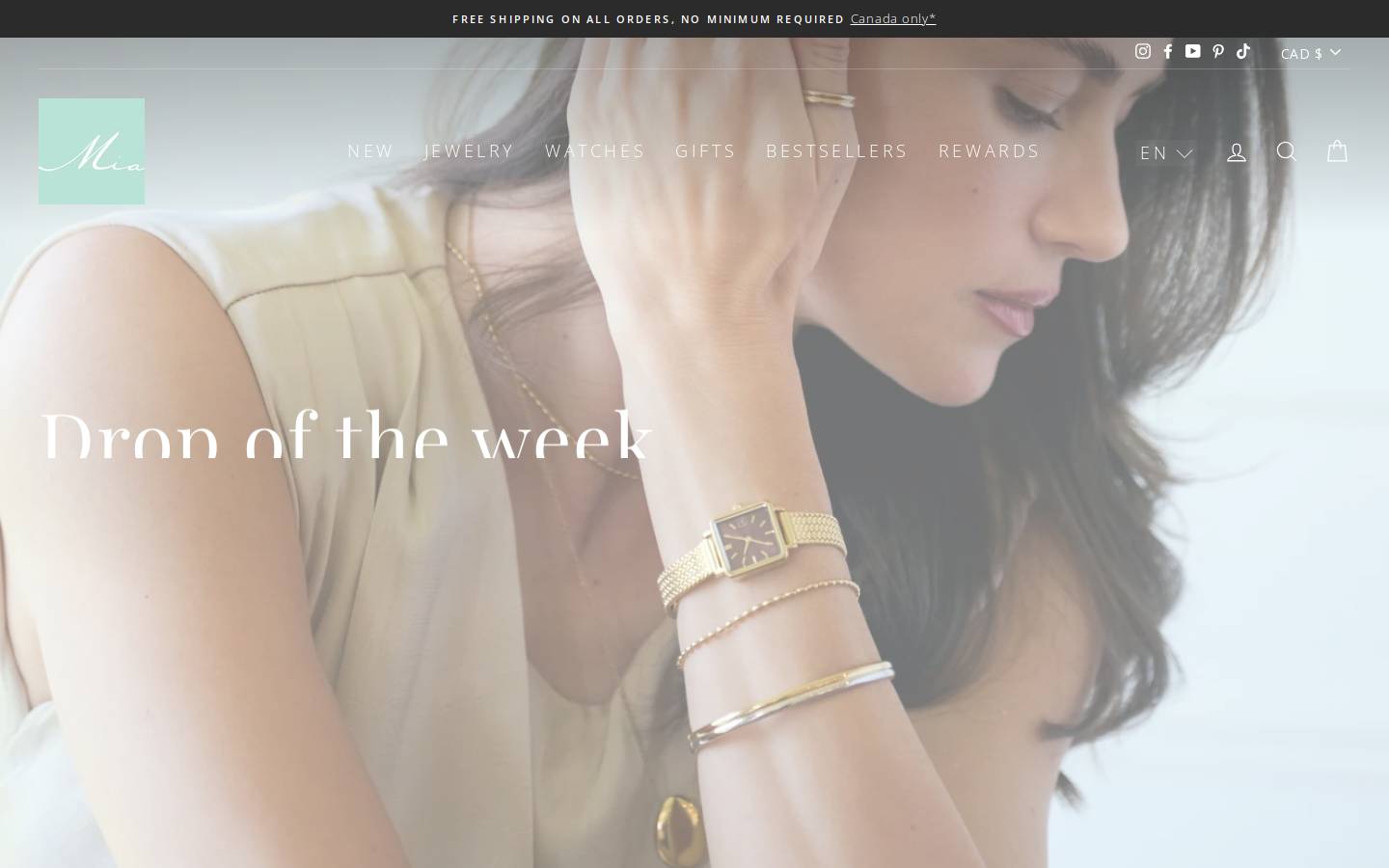 Mia bijoux homepage screenshot