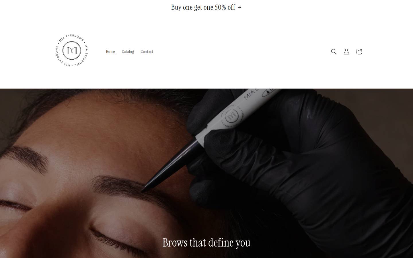 miaeyebrows.com homepage screenshot