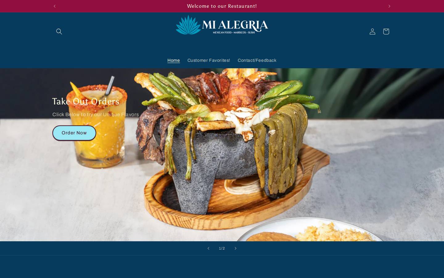 mialegriarestaurant.com homepage screenshot