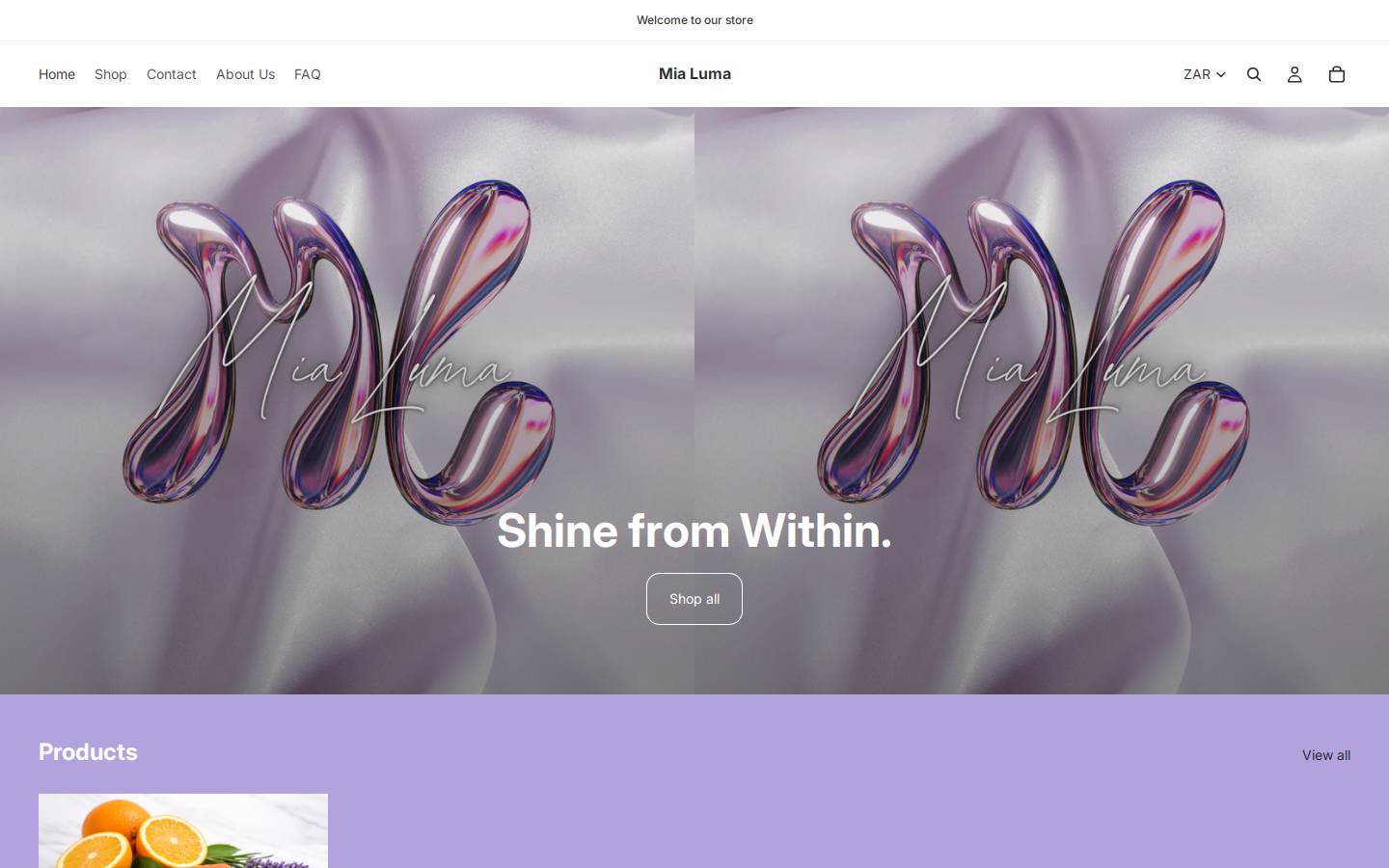 mialuma.store homepage screenshot
