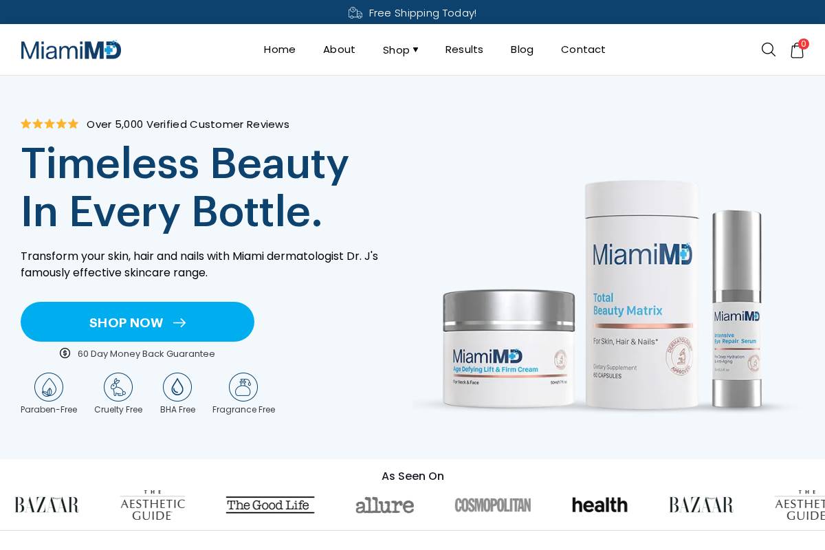 MiamiMD homepage screenshot