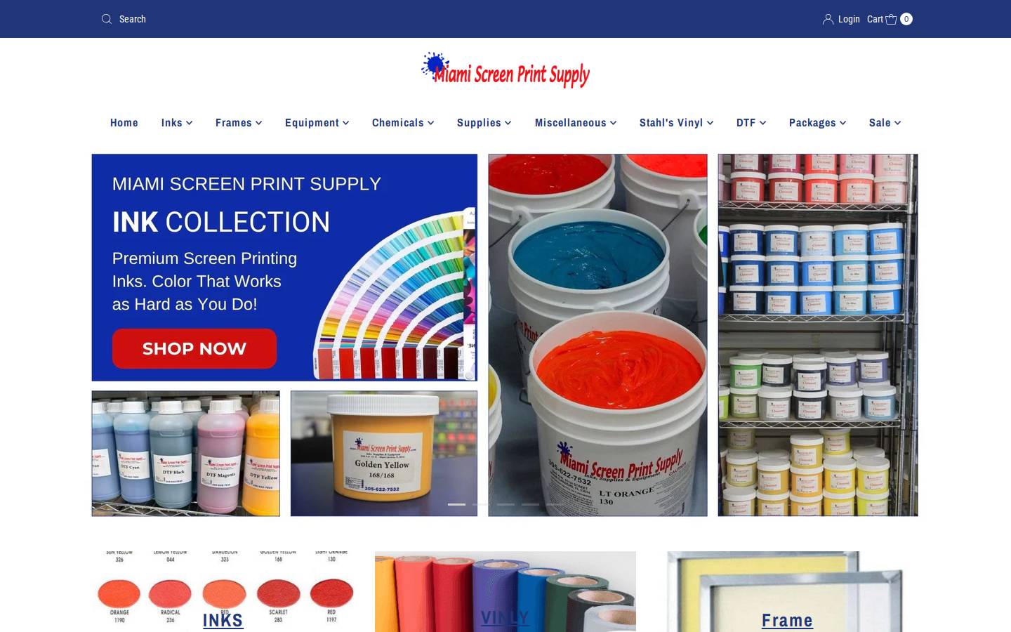 miamiscreenprintsupply.com homepage screenshot