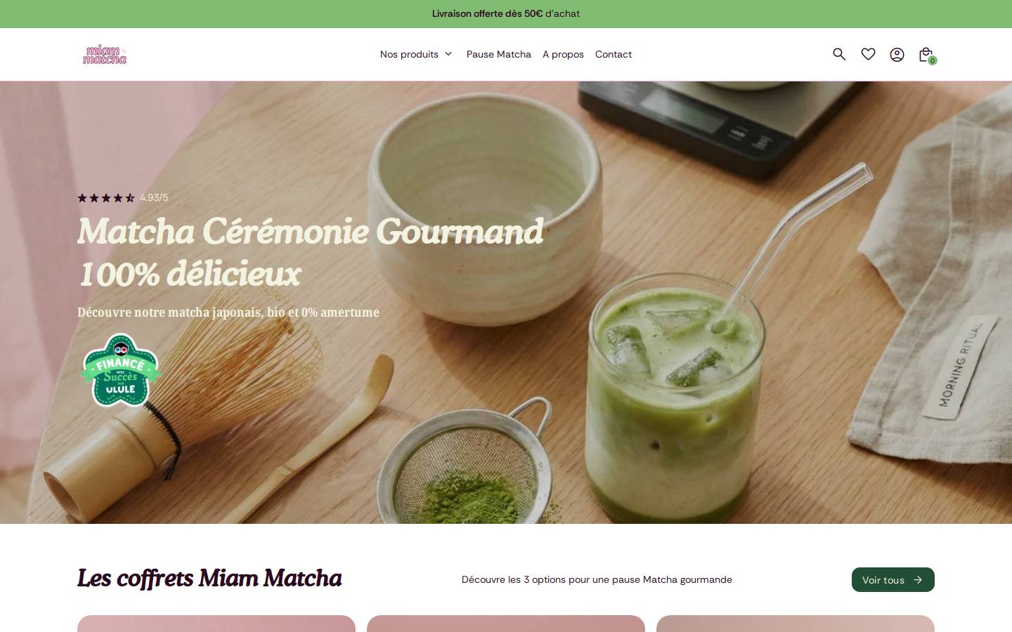 Miammatcha homepage screenshot