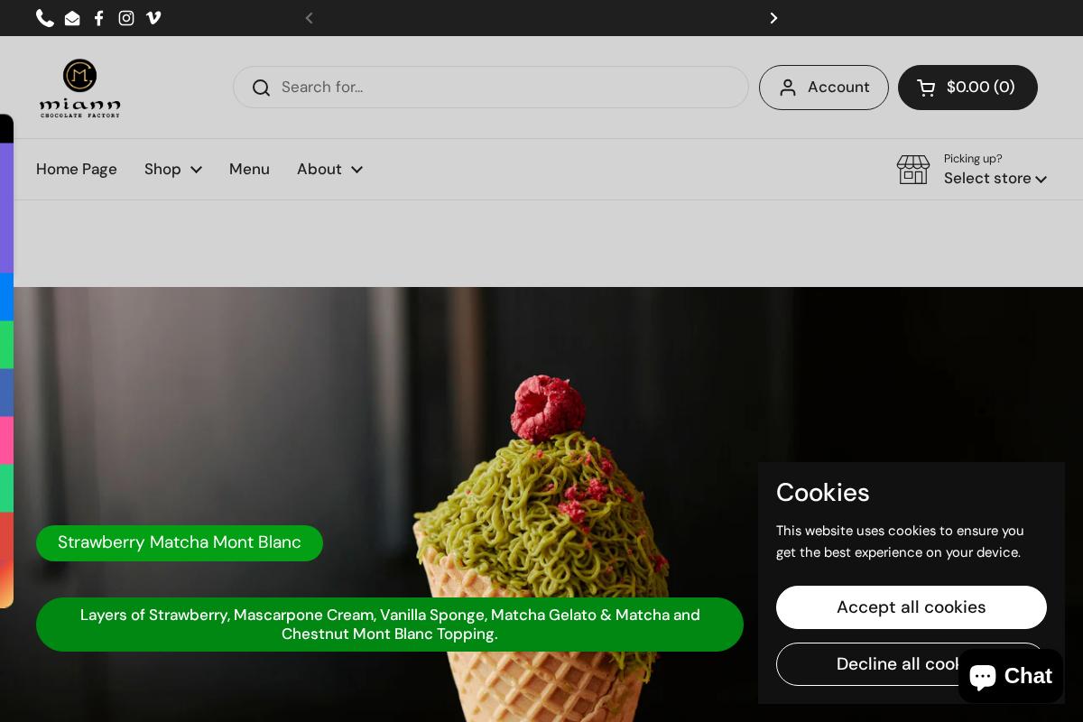 miannchocolatefactory.com homepage screenshot