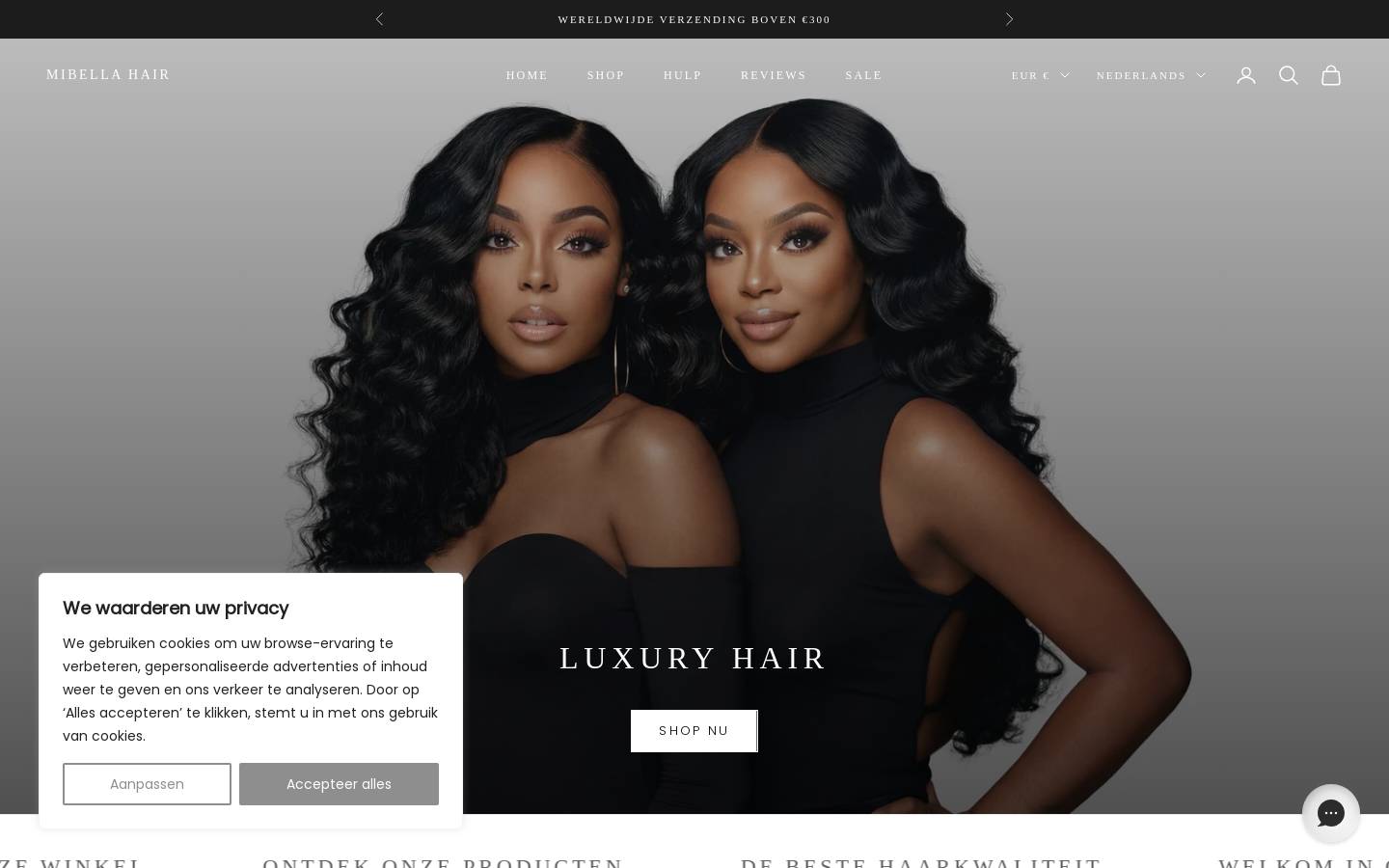 mibellahair.com homepage screenshot