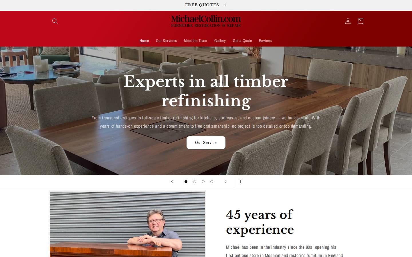 michaelcollin.com homepage screenshot