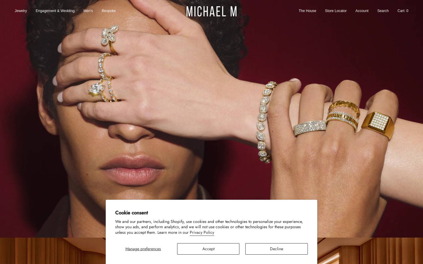 michaelmcollection.com homepage screenshot