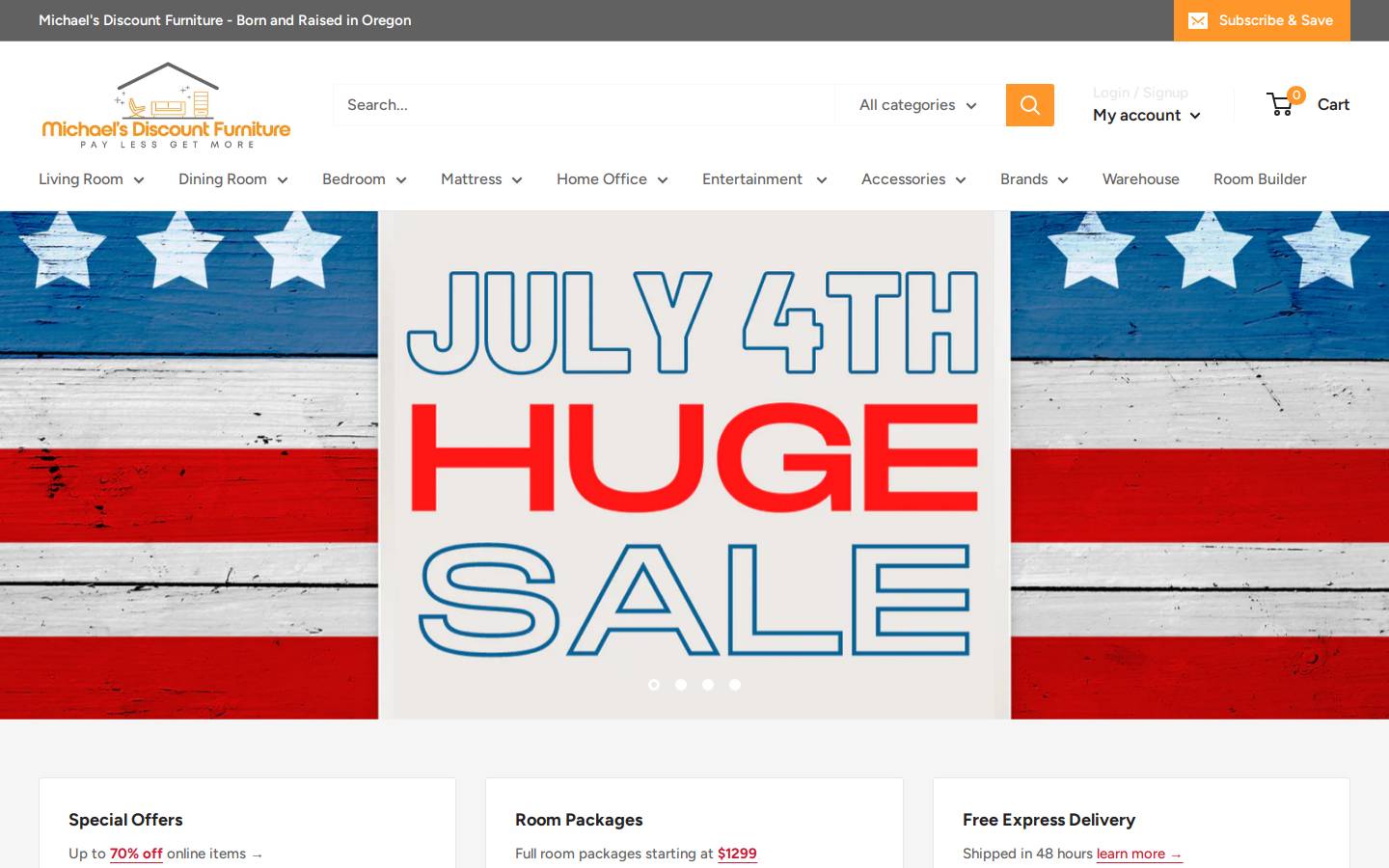 michaelsdiscountfurniture.com homepage screenshot