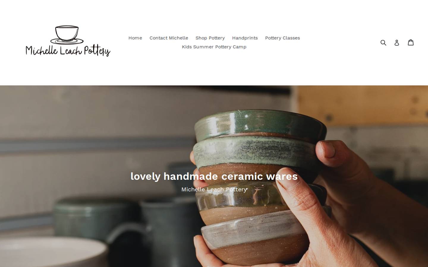 michelleleachpottery.com homepage screenshot