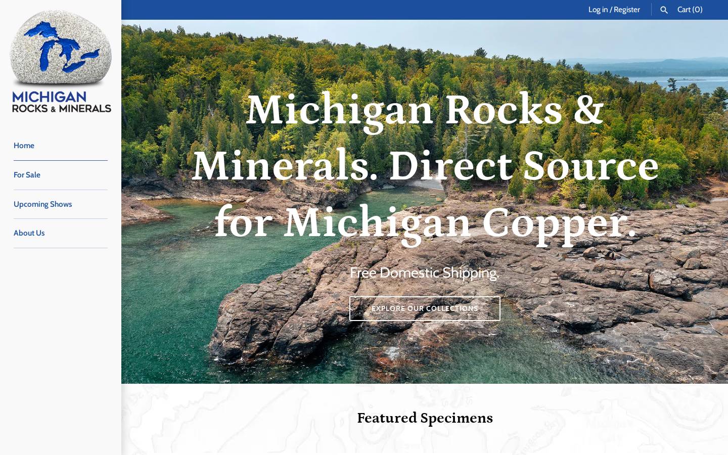 michiganrocksandminerals.com homepage screenshot