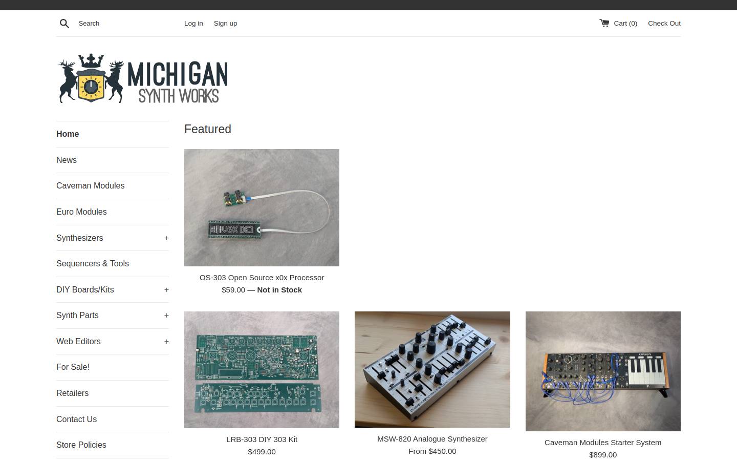 michigansynthworks.com homepage screenshot