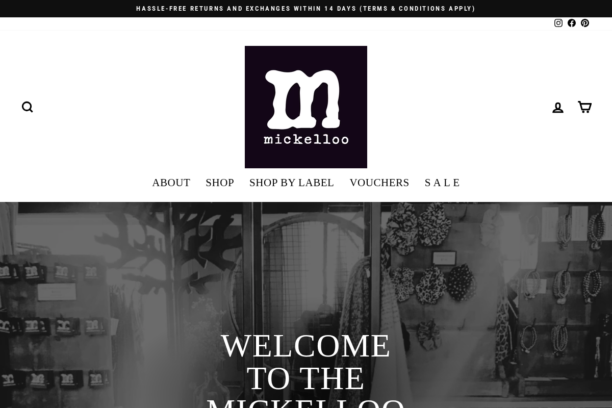 mickelloo.com.au homepage screenshot