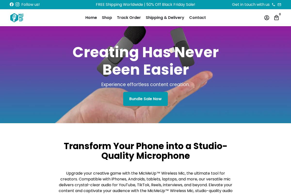 Micmeup homepage screenshot
