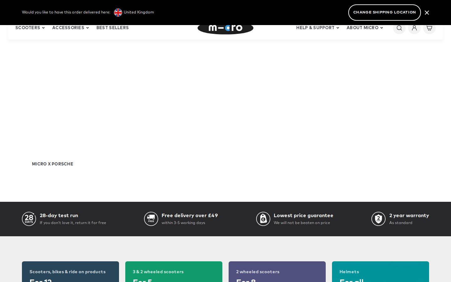Micro Scooters homepage screenshot