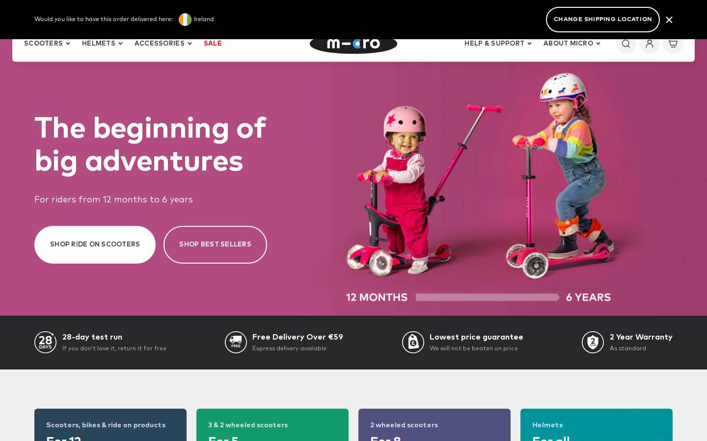 micro-scooters.ie homepage screenshot