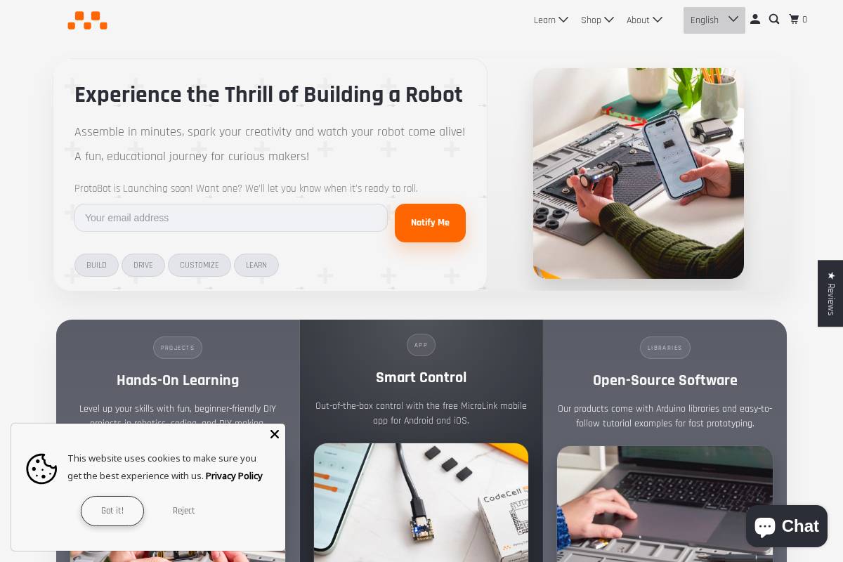 microbots.io homepage screenshot