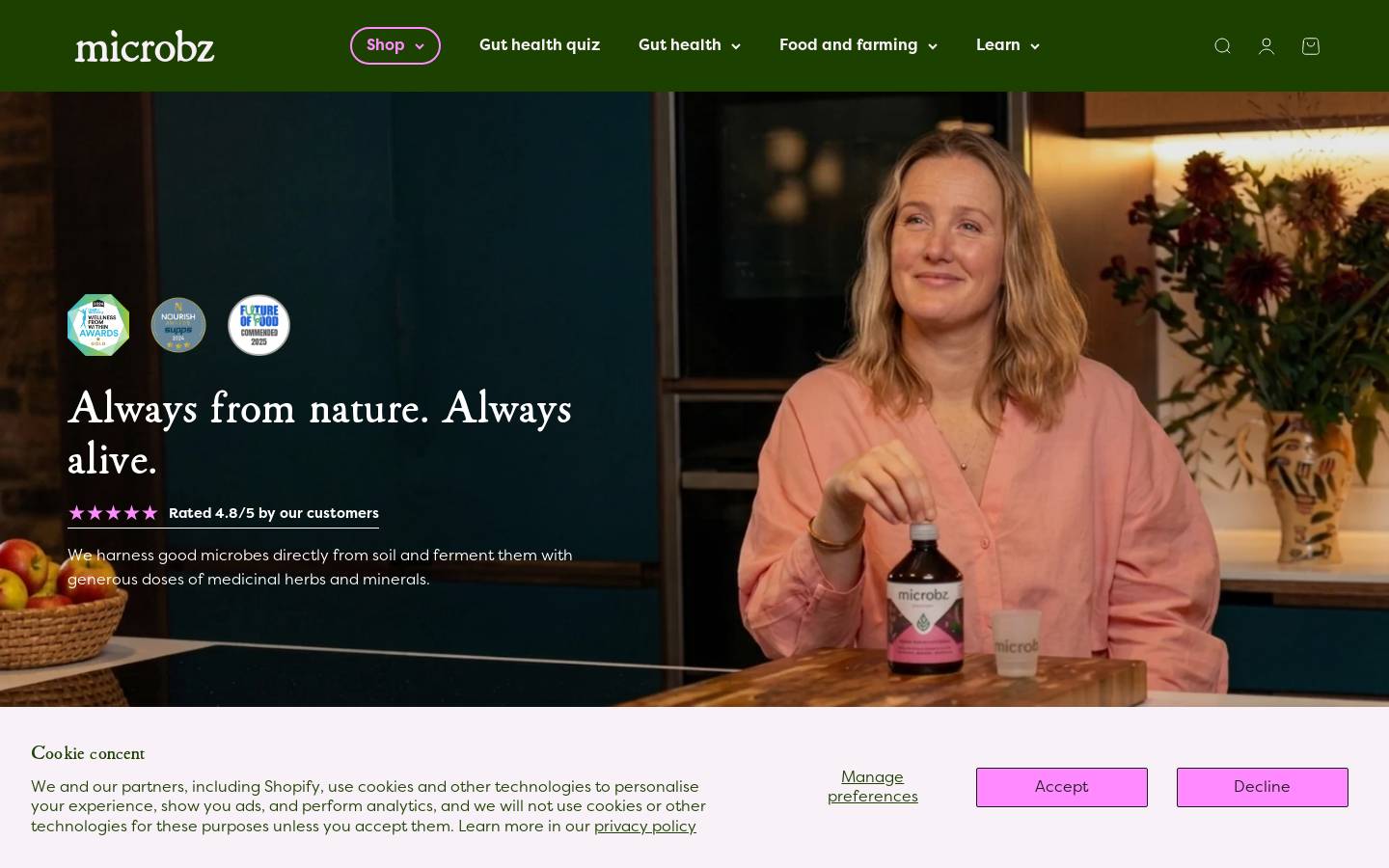 Microbz homepage screenshot
