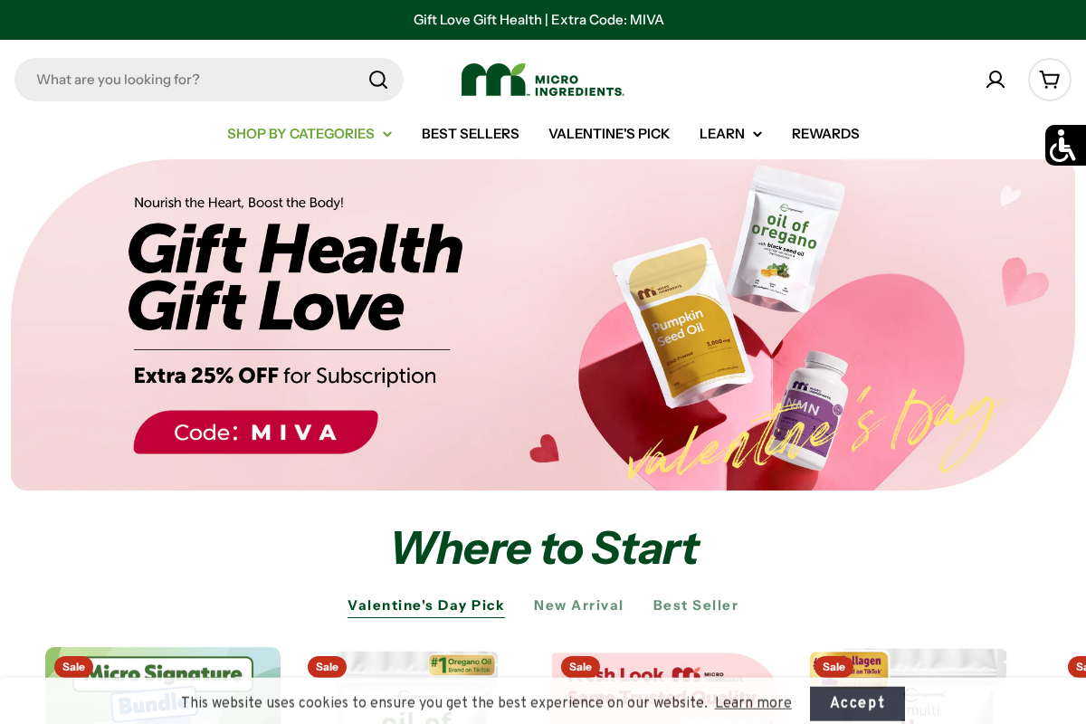 Micro Ingredients homepage screenshot