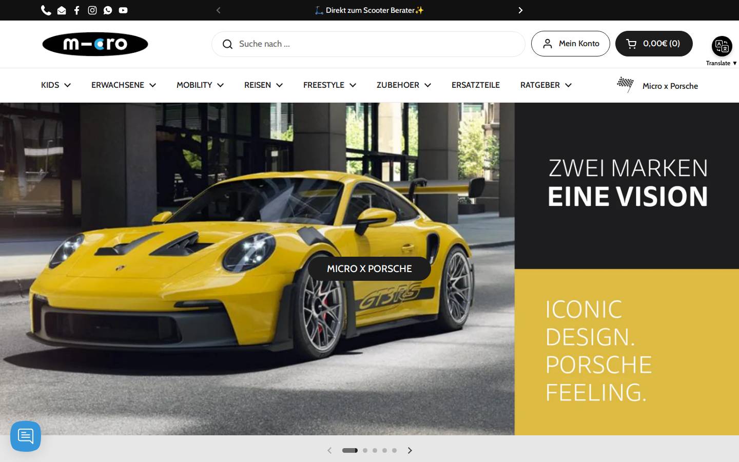 Micro Mobility homepage screenshot