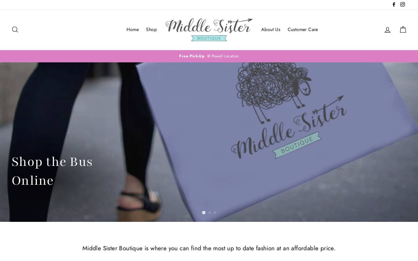 middlesisterboutique.com homepage screenshot