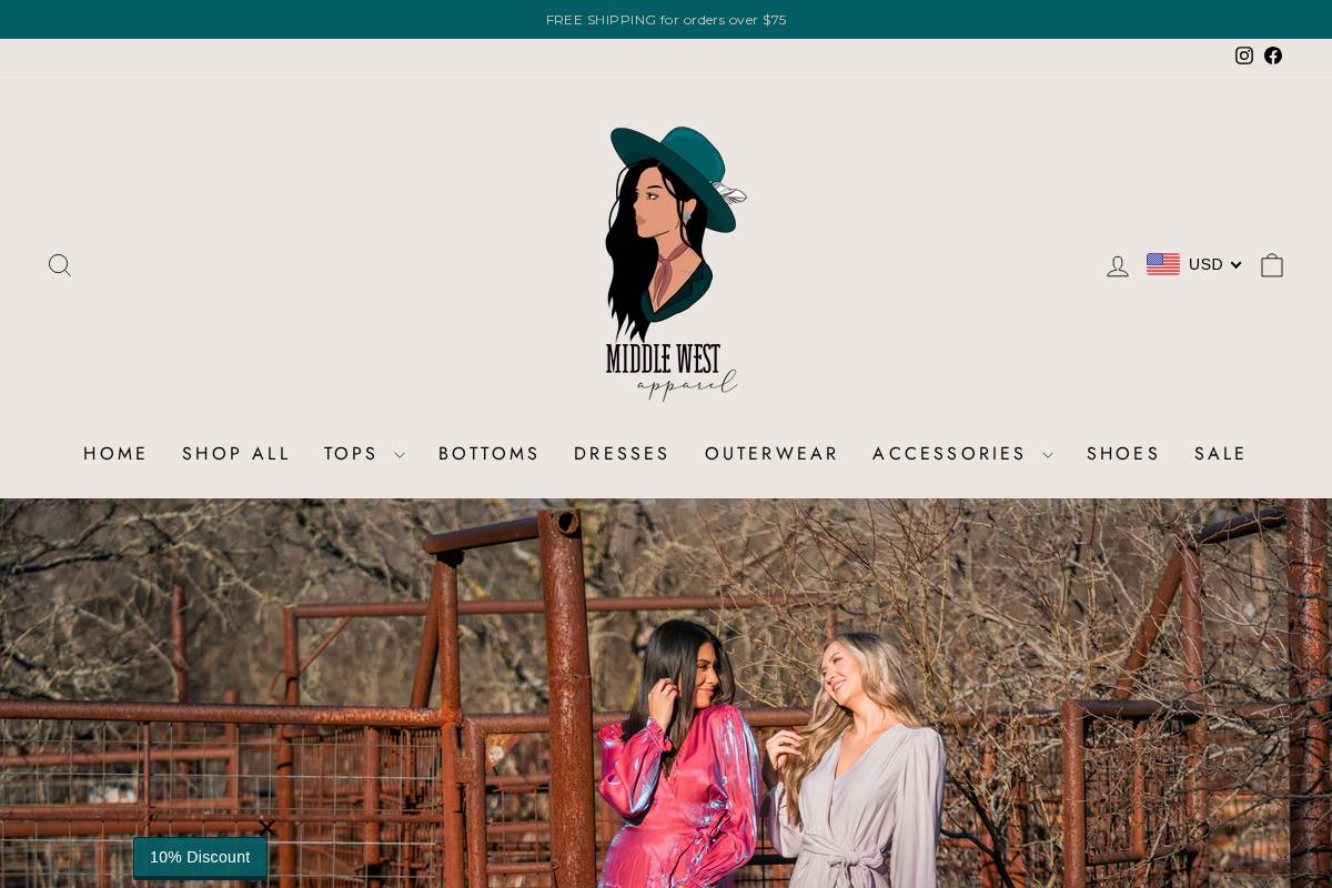 middlewestapparel.com homepage screenshot