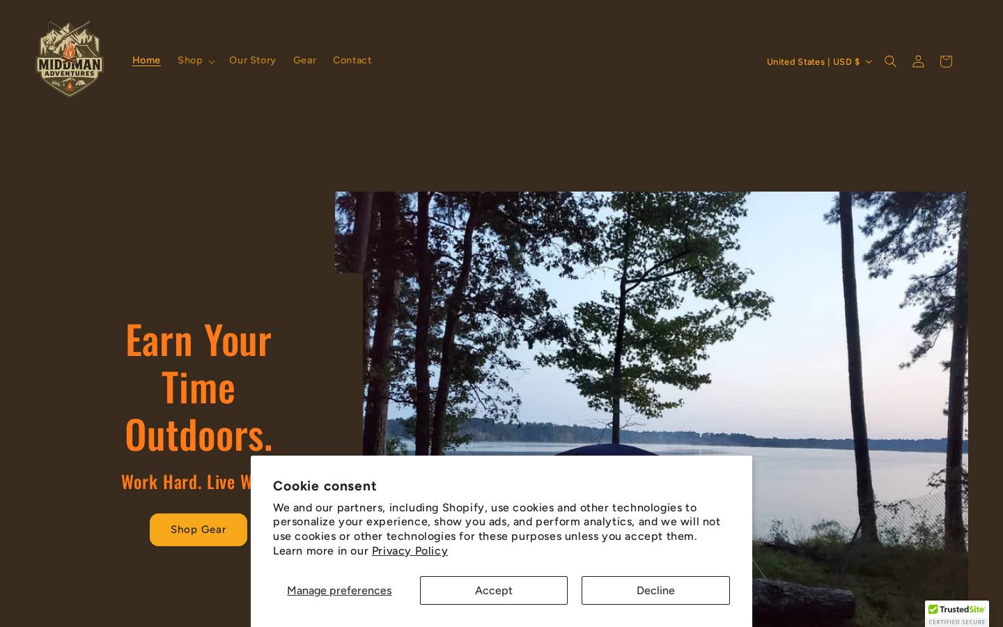 middmanadventures.com homepage screenshot