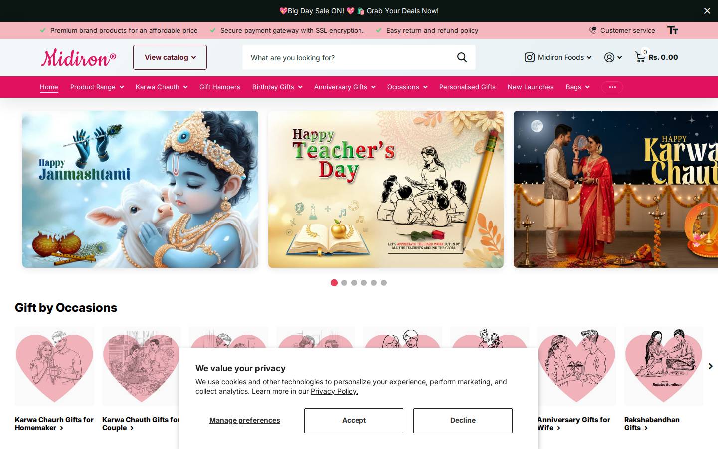 midironfoods.com homepage screenshot