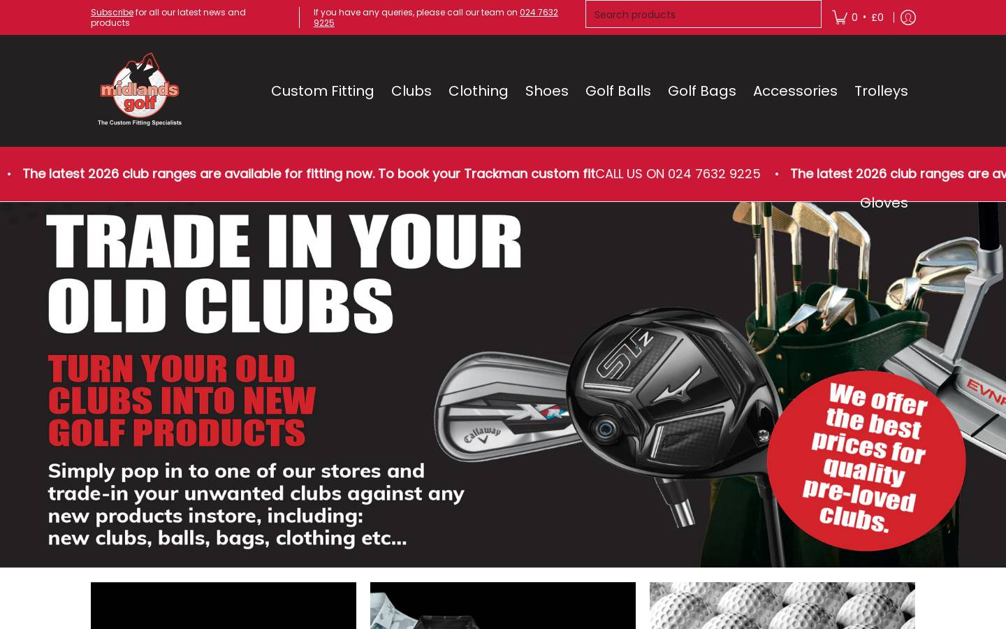 Midlands Golf homepage screenshot