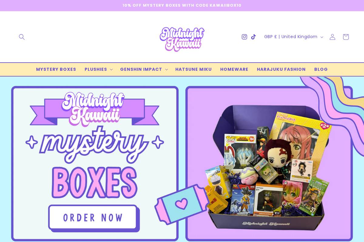 Midnight Kawaii homepage screenshot