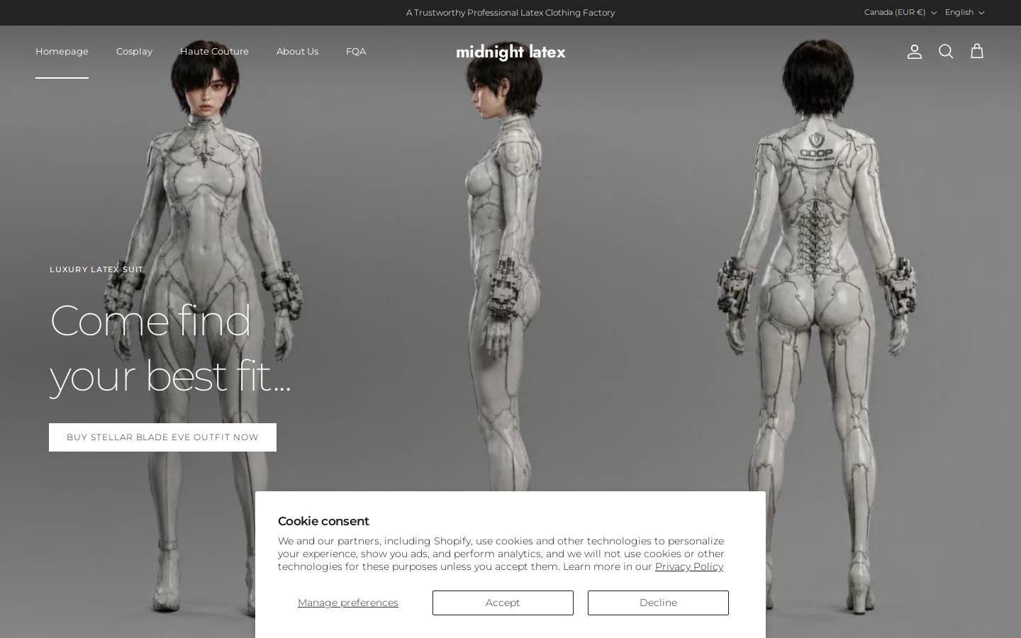 midnightlatex.com homepage screenshot