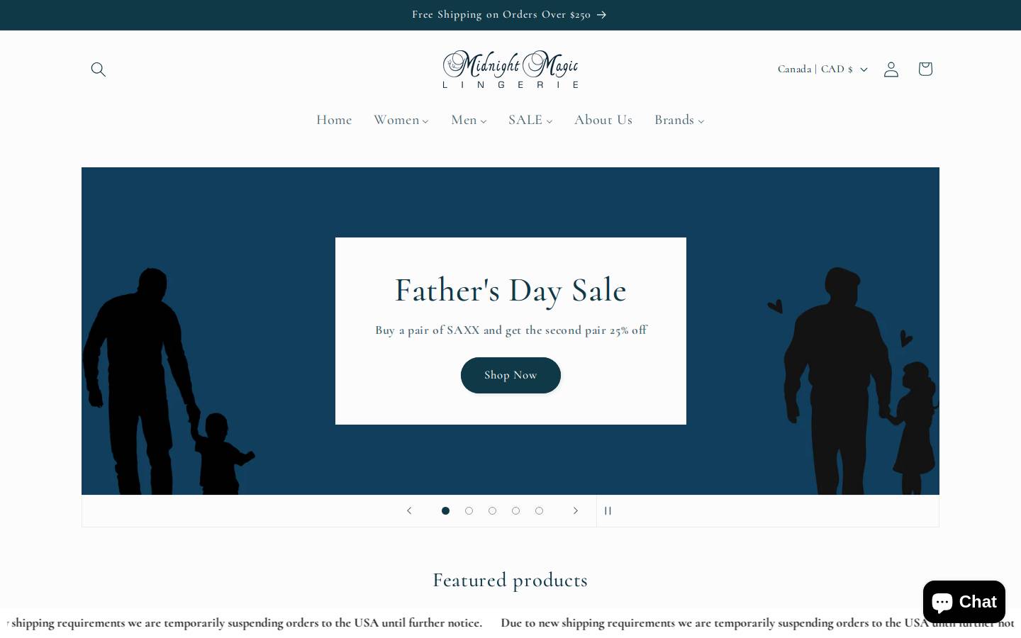 midnightmagiclingerie.com homepage screenshot