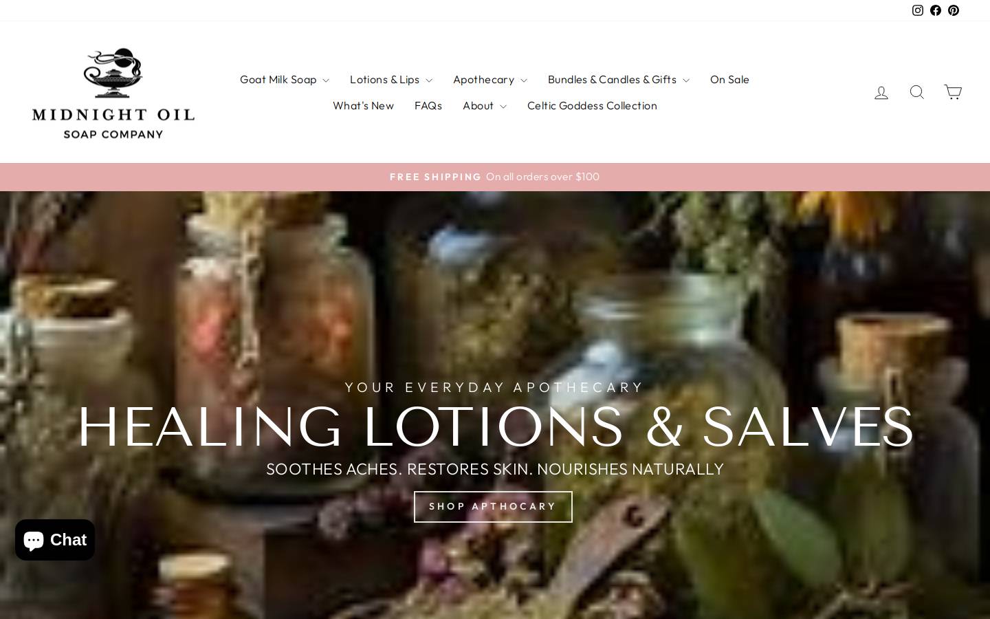 midnightoilsoap.com homepage screenshot