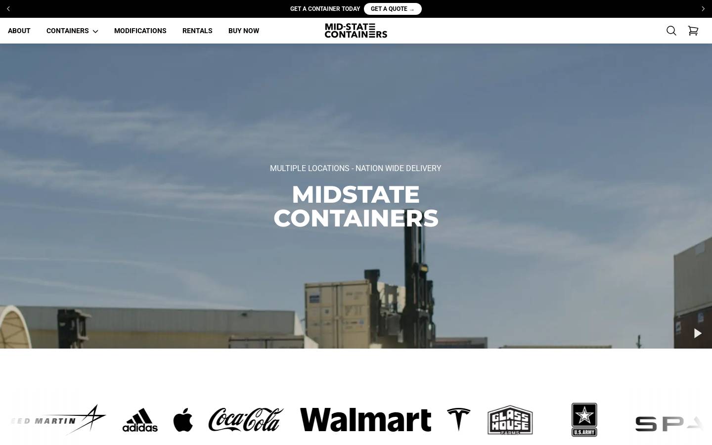 midstatecontainers.com homepage screenshot