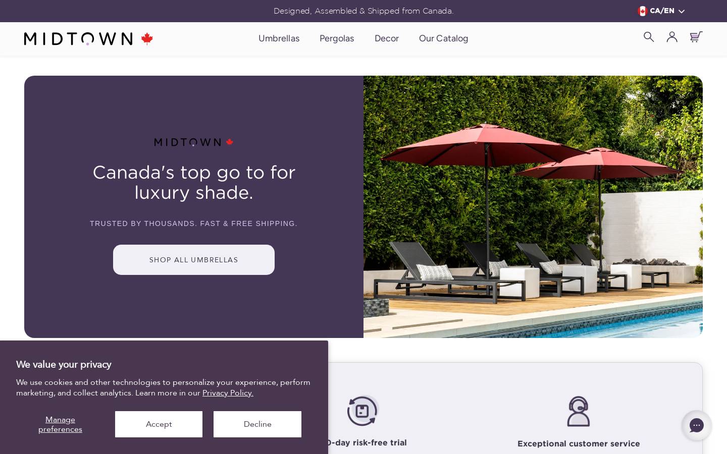 midtownumbrellas.ca homepage screenshot