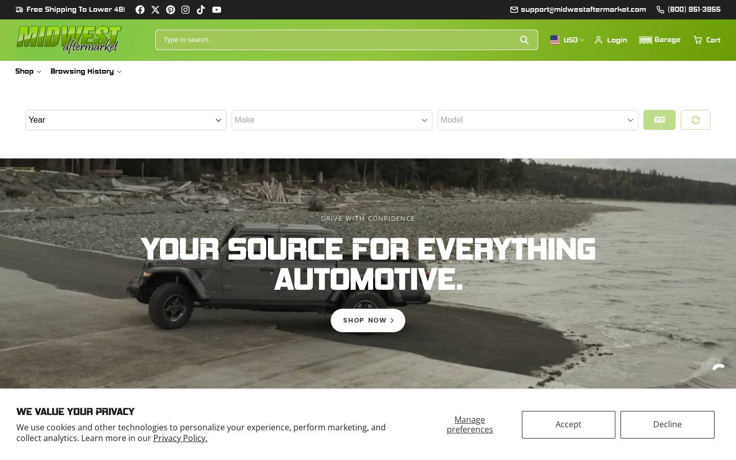 Midwest Aftermarket homepage screenshot