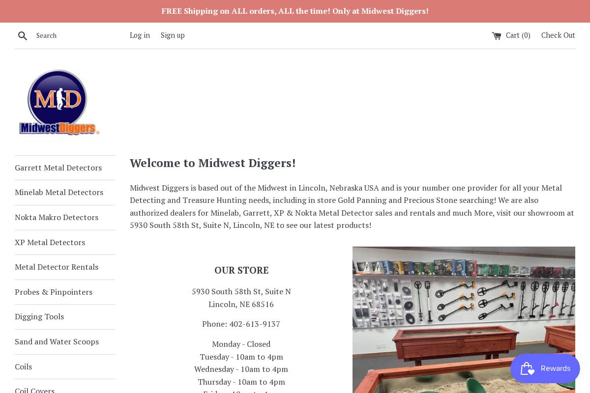 midwestdiggers.com homepage screenshot
